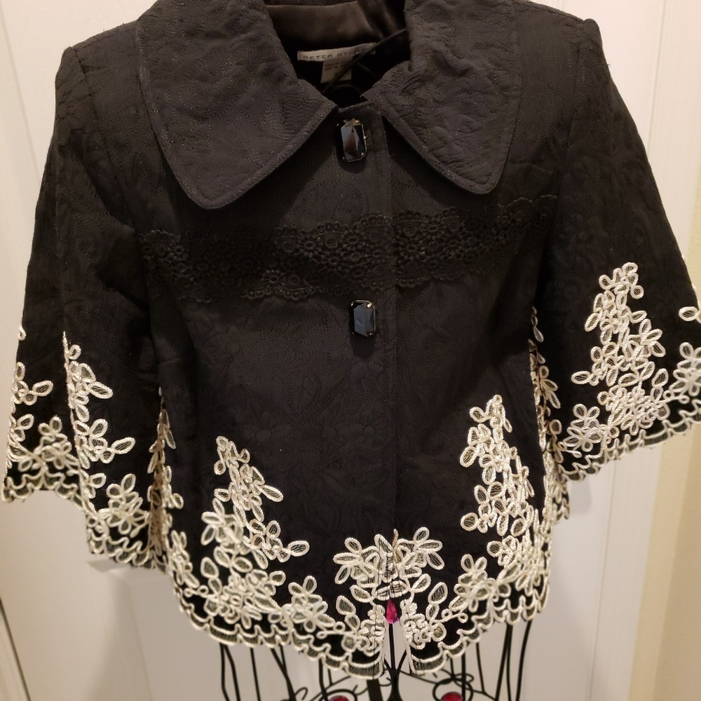 Peter Nygard Sz 4 Black Jacket with Embroidery